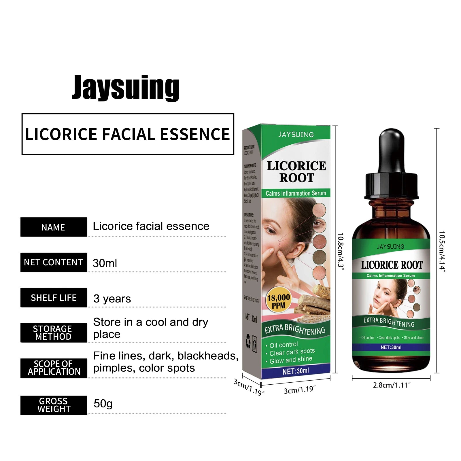 Sérum pour le visage, rétrécissement des pores, extrait de racine de réglisse, huile essentielle, Anti-acné, contrôle de l'huile des rides, points noirs, liquide, soin du visage