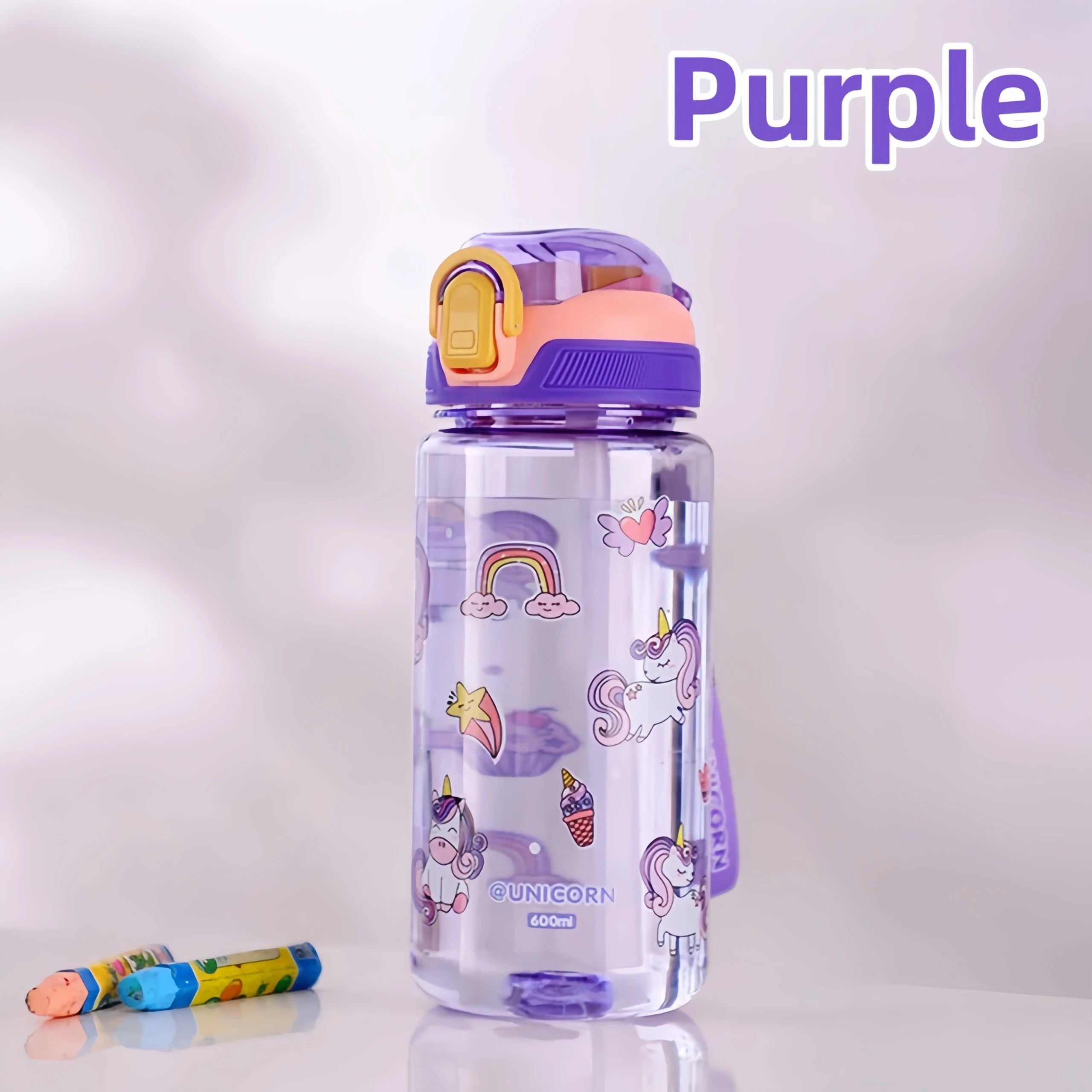 Bouteille d'eau dinosaure de 600ml pour enfants, tasse à bec avec paille en Silicone, bouteilles d'eau en plastique étanches, tasse d'eau d'été pour enfants