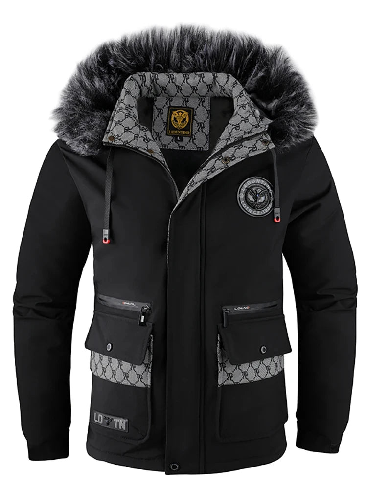 Men's cotton hooded jacket, casual style, windproof, padded, cool solid color, simple cotton clothing, autumn and winter