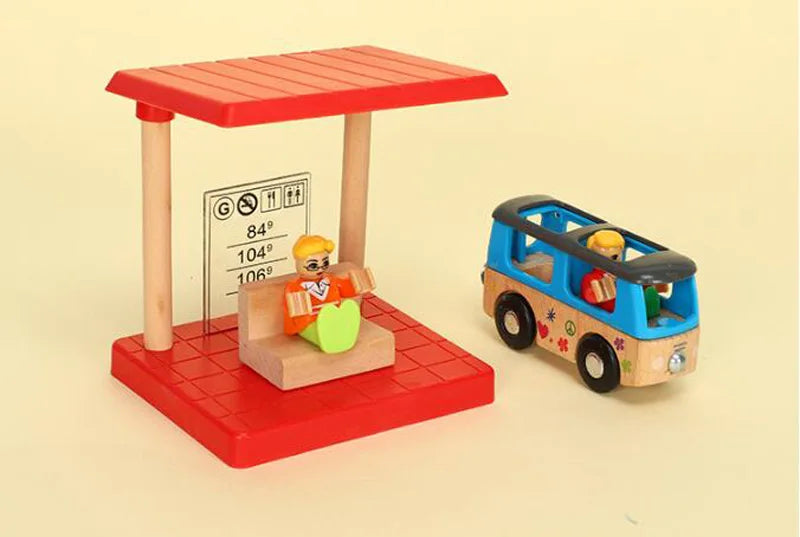 Jouets pour tout-petits, Train en bois, accessoires de voie ferrée, Barricade, scène de piste de plate-forme, jouets Puzzle pour garçons et filles