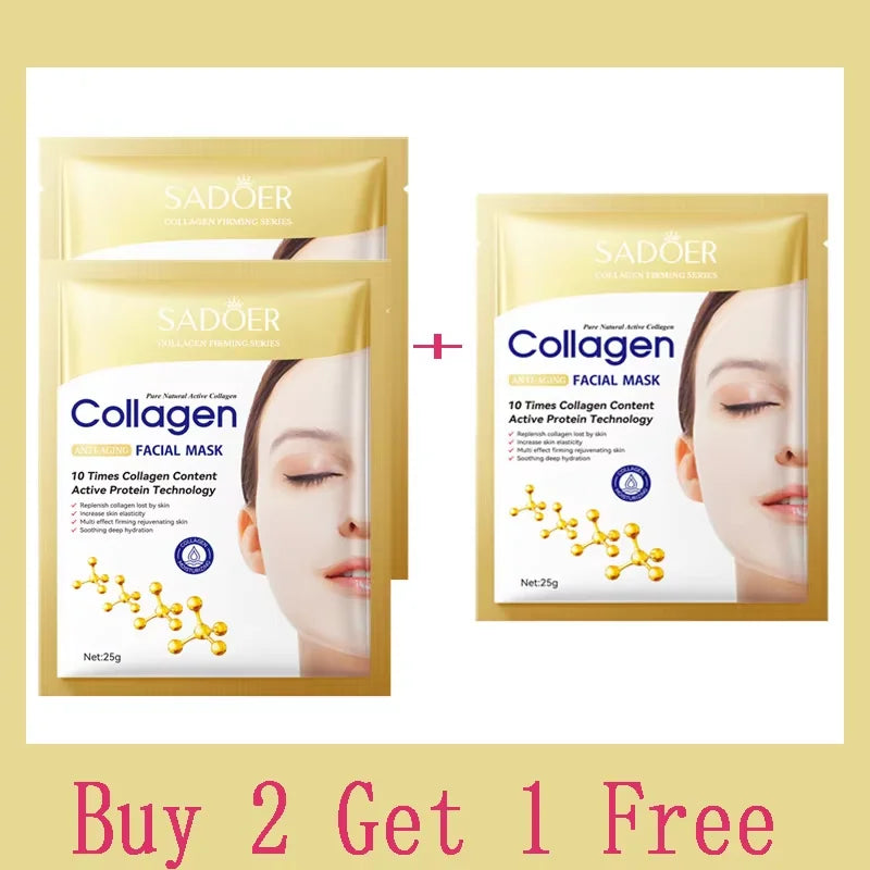 Masque Facial Anti-rides au collagène Bio, Anti-vieillissement, estompe les ridules, raffermissant, hydratant en profondeur, éclaircissant, réparation, soins pour la peau