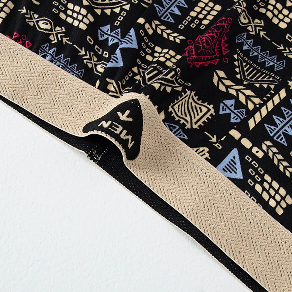 Fashionable and versatile printed underwear for men, 5-piece set, all seasons, comfortable, plus size, youthful boxer shorts, casual shorts