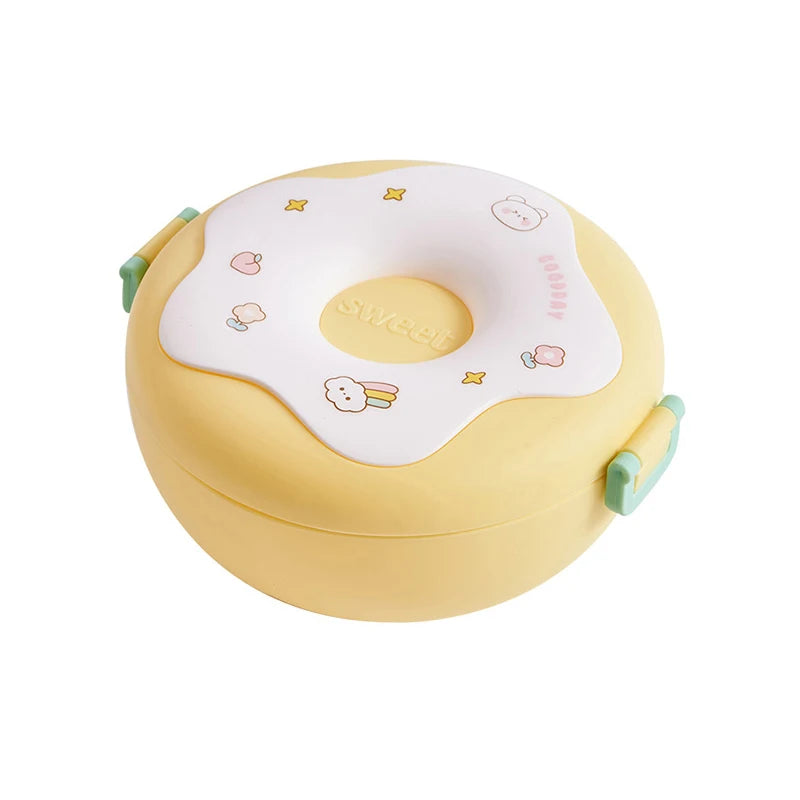 Boîte à lunch pour écolier, boîte à snack, boîte à bento étanche de dessin animé, sacs à lunch avec fourchette, cuillère, micro-ondable à 3 compartiments