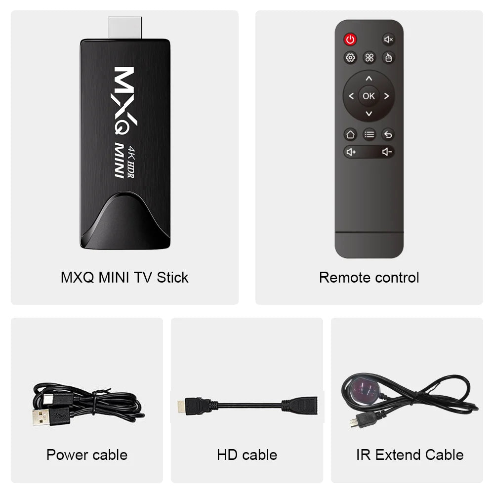 MXQMINI Smart Android Mini TV Stick Android 10 Quad Core Support 2.4G Wifi 4K HD TV Box H.265 Streaming décodeur intelligent