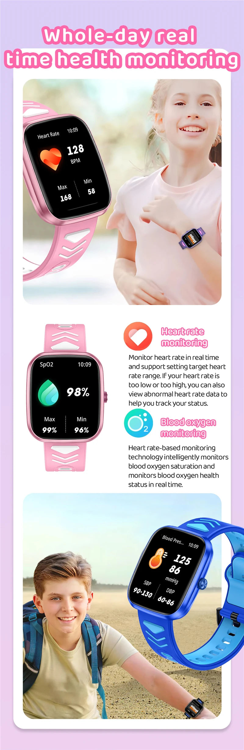 Nouveaux enfants montre intelligente enfant HD écran tactile jeux Smartwatch musique montre garçon fille cadeau enfants Smartwatch pour IOS Android