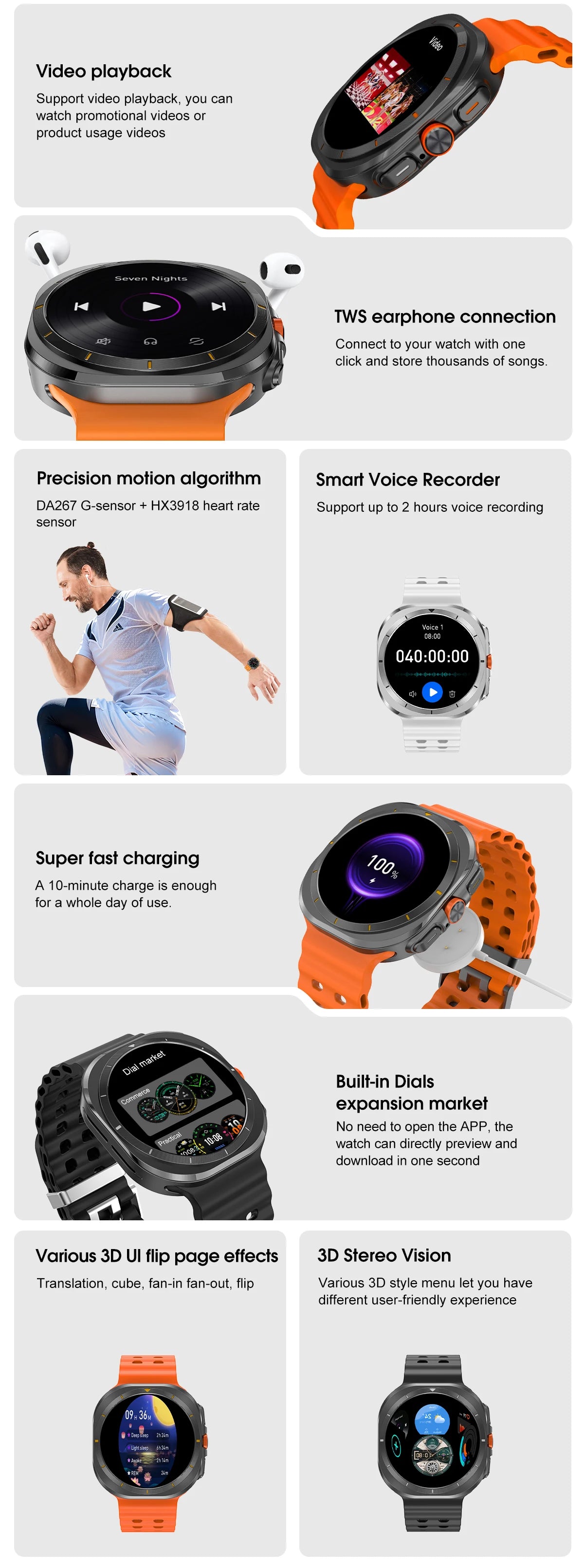 2025 nouvelle montre DT 7 montre Ultra intelligente hommes 32GB mémoire vidéo GPS NFC 47mm AMOLED Fitness sport Tracker santé montres intelligentes femmes