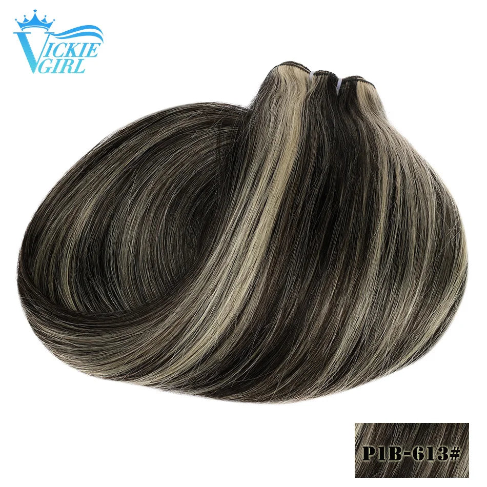 Straight Human Hair Weft Bundles Ombre Blonde Human Hair Extensions 100g/piece 16"-28" Skin Color Remy Straight Double Weft