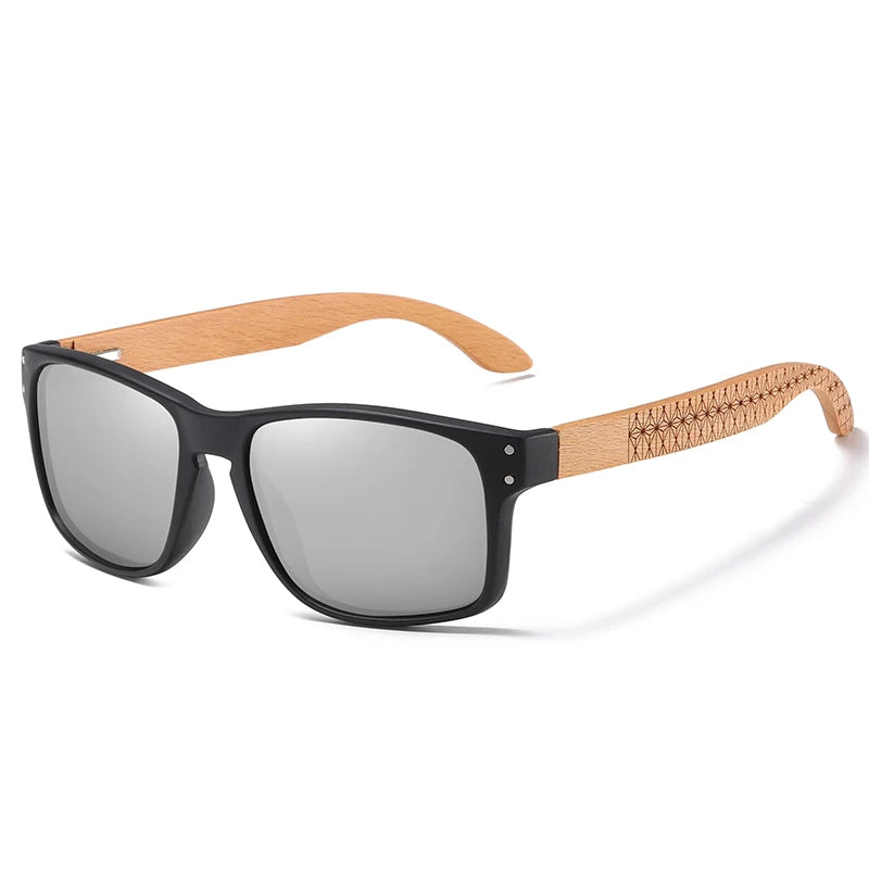 XSW-Lunettes de soleil polarisées faites à la main en bois de hêtre pour hommes, lunettes de soleil de conduite en plein air, charnière renforcée, design de marque, 5527