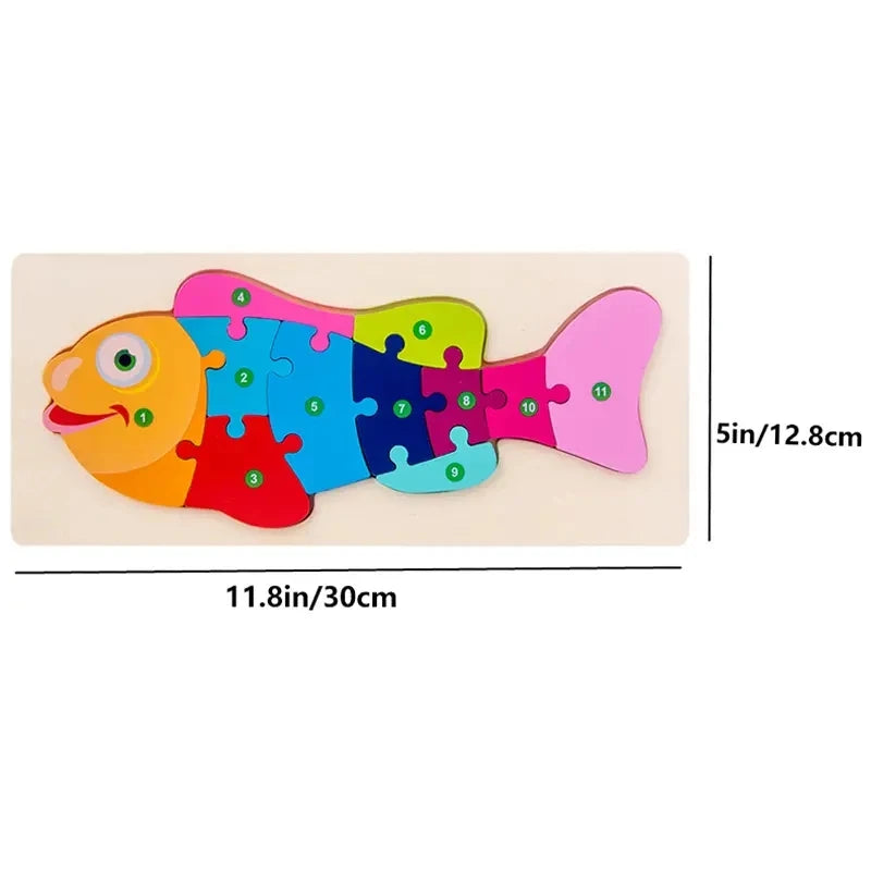 Puzzles en bois pour enfants, puzzle de chiffres, puzzles de dinosaures et animaux, trafic, jouets de puzzle de personnages pour garçon et fille, cadeau idéal, 1-6