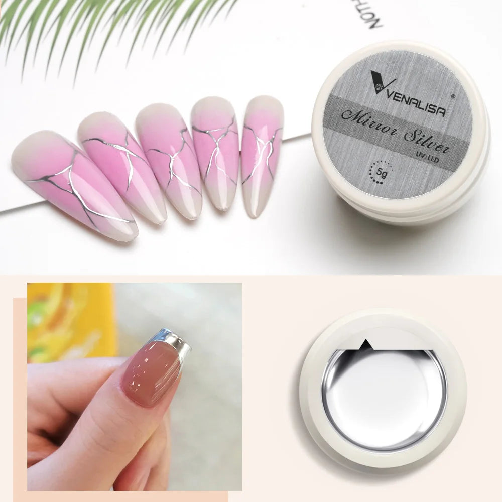 Venalisa 5ml nouveau Gel métallique UV argent or effet miroir renforcer garder les ongles C Arc UV Gel de Construction 5D Gel de modélisation