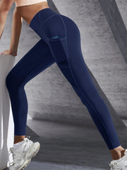 Leggings taille haute pour femmes, pantalons de Yoga extensibles, collants avec poches, Push Up, Fitness, course à pied, vêtements de sport, pantalons de couleur unie, nouvelle collection