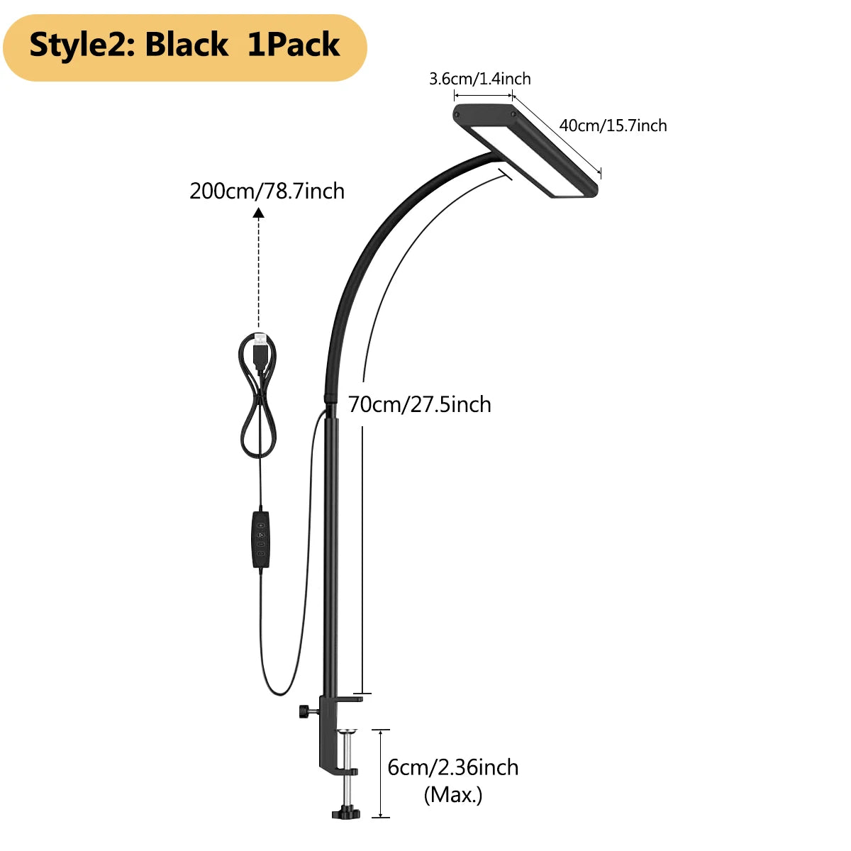 Adjustable flexible gooseneck LED desk lamp, eye-friendly desk lamp, stepless dimming, home office