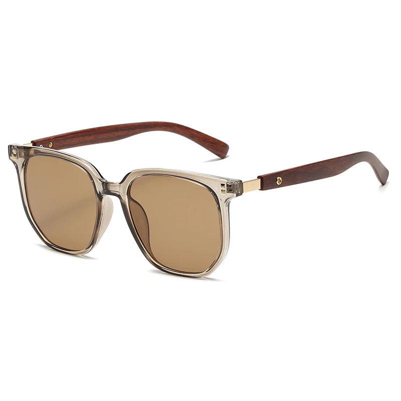 Lunettes de soleil classiques à gros grain de bois pour hommes et femmes, rétro, surdimensionnées, carrées, mode masculine et féminine, pour vacances d'été, nuances de conduite