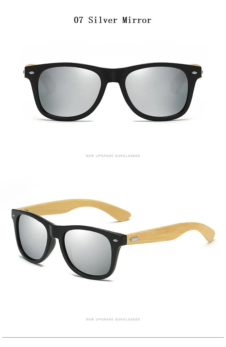 Lunettes de soleil en bois de bambou à la mode pour hommes et femmes, classiques carrées, Vintage, pour la conduite, noires, pour la pêche, UV400