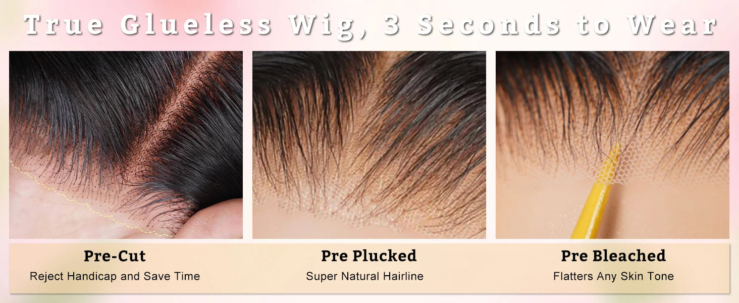 Glueless wigs, pre-plucked pre-cut human hair, loose deep wave lace wig, large wave long curly hair, synthetic headband