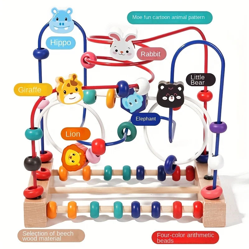 Blocs de construction d'intelligence pour bébés et tout-petits, jouets en bois avec perles, jouets à portée d'attention pour garçons et filles de 1 à 3 ans