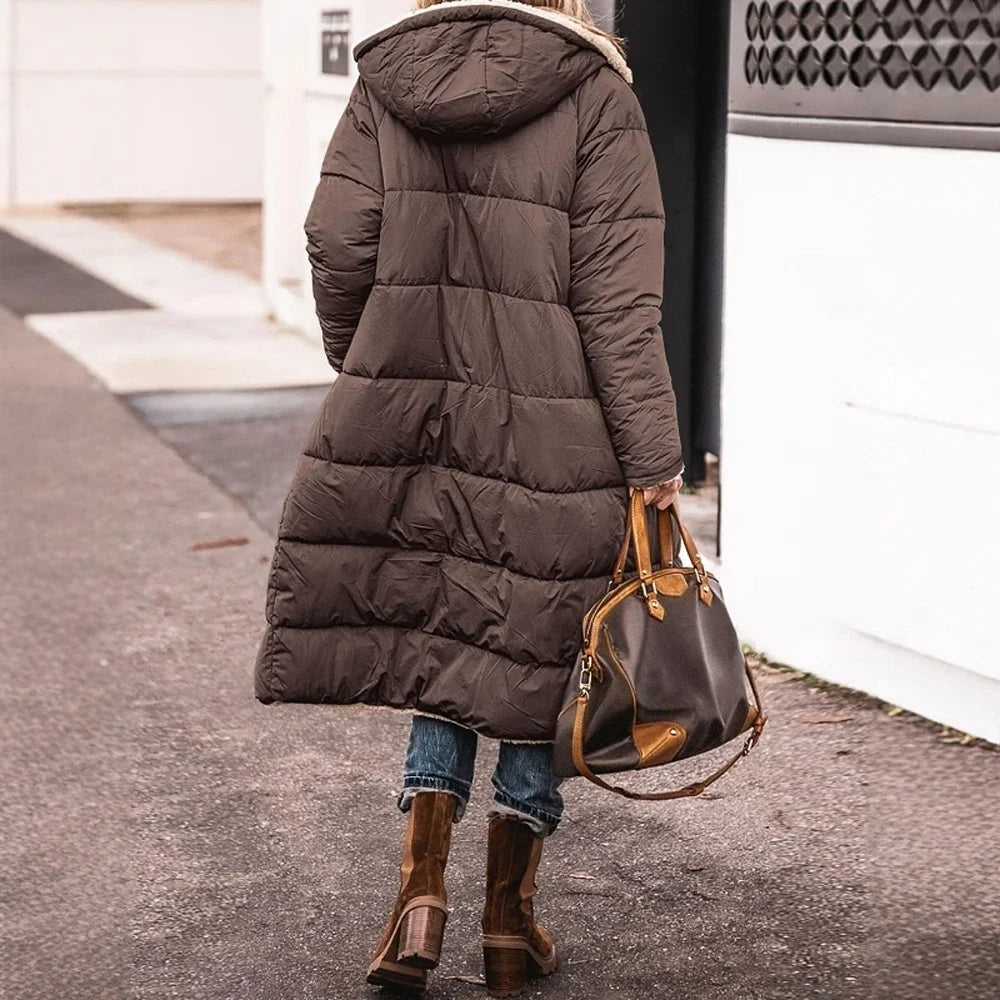 Vêtements d'extérieur d'hiver pour femmes, manteau à capuche, coupe régulière, solide, rétro, Vintage, vêtements décontractés, grande taille, Mia Muse, 2025
