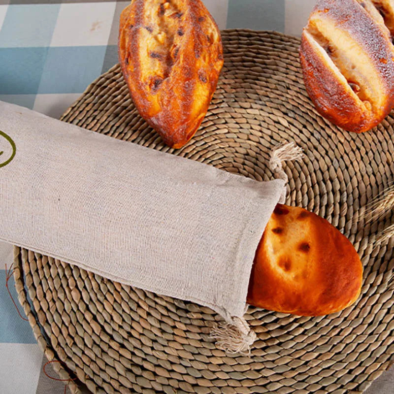 Sac à pain en lin, sacs réutilisables pour pain, sacs à cordon, sac de rangement de pain artisanal fait maison, sac Baguette, conteneurs de stockage des aliments