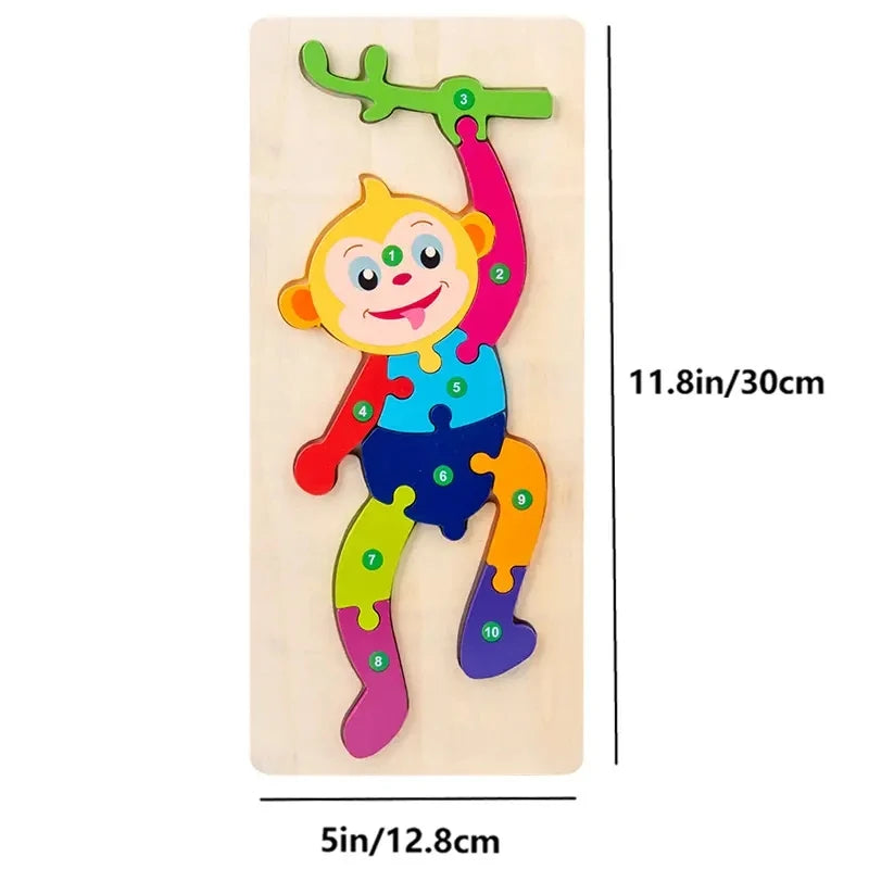 Puzzles en bois pour enfants, puzzle de chiffres, puzzles de dinosaures et animaux, trafic, jouets de puzzle de personnages pour garçon et fille, cadeau idéal, 1-6
