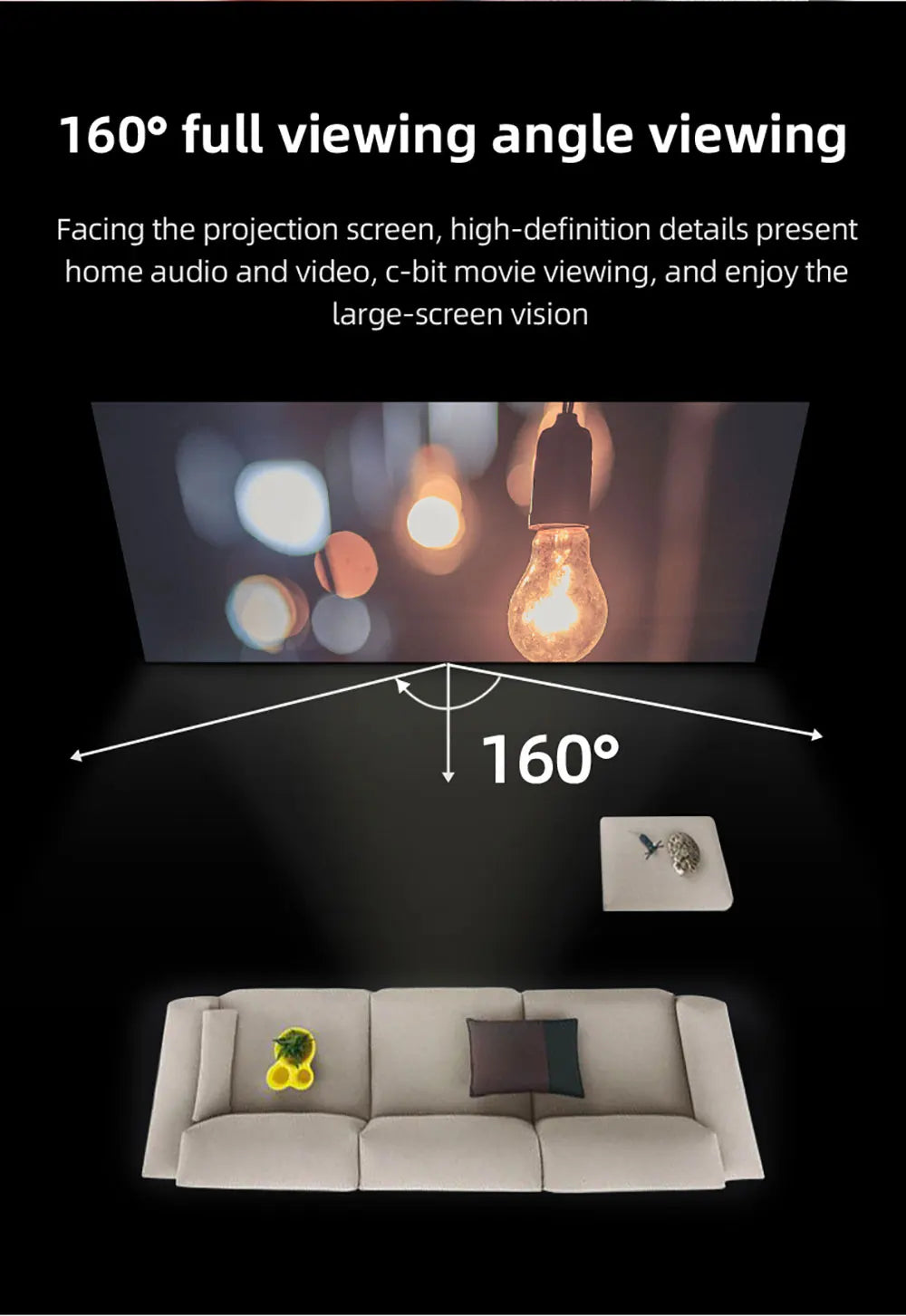Écran de projection Salange grille blanche Anti-lumière 16:9 écran de Projection pour la maison 72 84 100 120 130 pouces tissu réfléchissant Portable