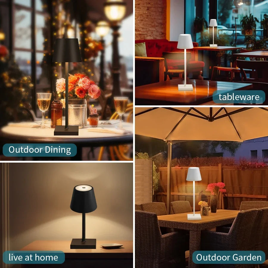 LED lampe de bureau Usb lampe de Table Rechargeable sans fil tactile 3 couleurs bureau veilleuse Bar Restaurant créatif lumière ambiante décor