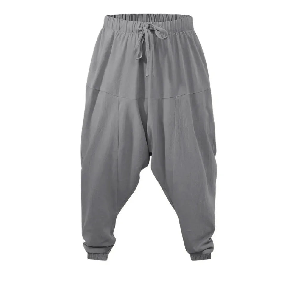 Sarouel pour hommes coton lin entrejambe bas confortable Streetwear coupe ample respirant léger pantalons longs hommes Joggers