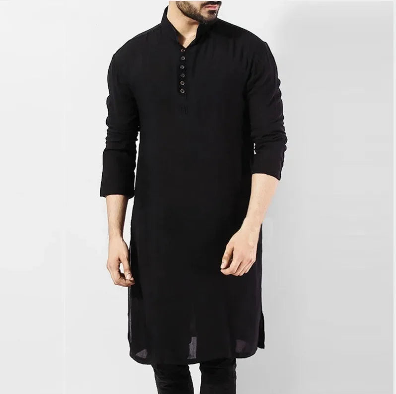 Abaya-Robe à manches longues pour hommes, chemise islamique, caftan élégant, pakistanais, vêtements indiens, Eid musulman, S-5XL