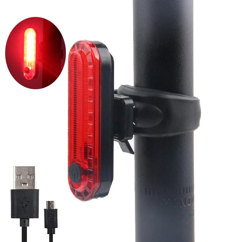 Enquêter arrière LED étanche pour vélo, aste par USB, éclairage de vélo clignotant, lampe à iode de sécurité, accessoires de lanterne de vélo