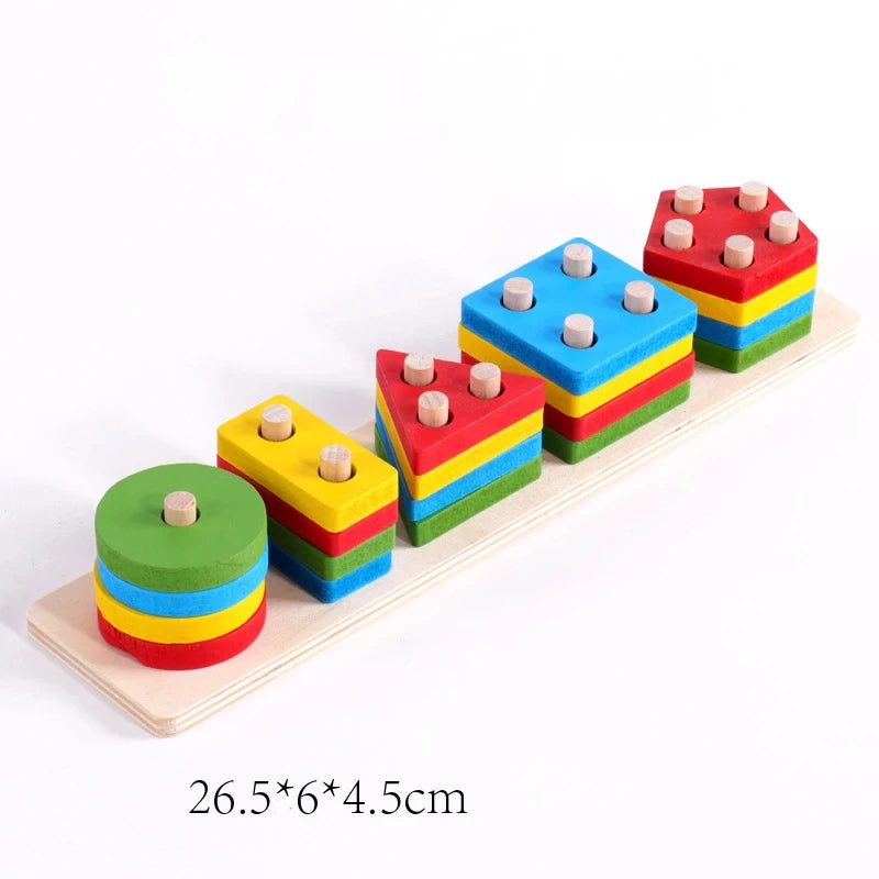 Puzzle Montessori pour enfants de 1 à 3 ans jouets en bois blocs de construction apprentissage document forme match