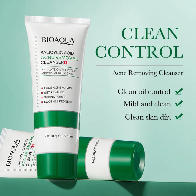 BIOAQUA acide salicylique nettoyant pour le visage traitement de l'acné hydratant contrôle de l'huile soin de la peau mousse de lavage du visage nettoyant pour le visage soins de la peau