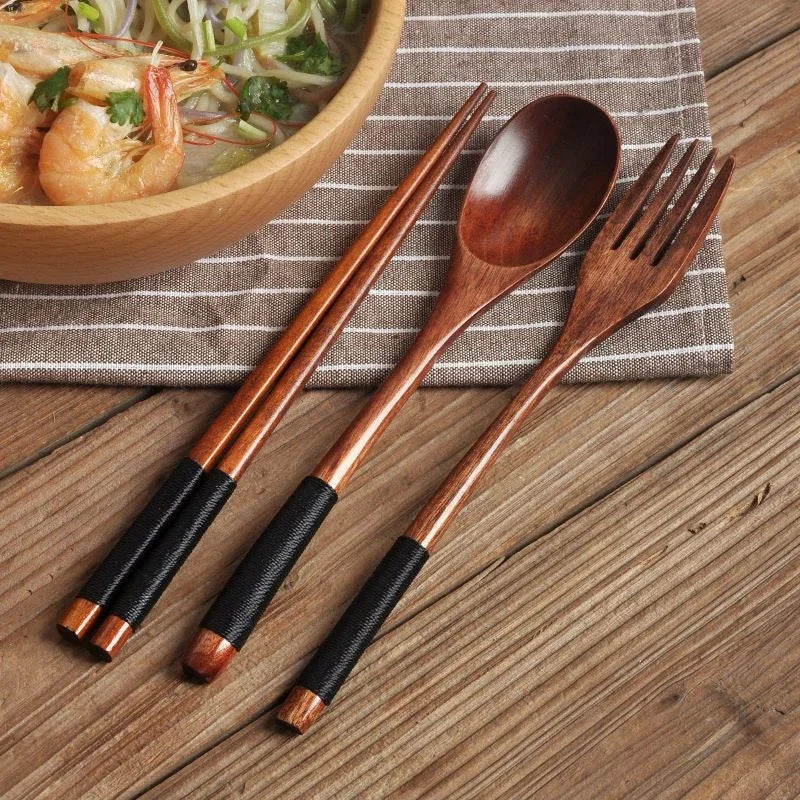 Cuillère fourchette baguettes couverts portables ensemble de couverts en bois voyage ensemble de couverts écologiques cadeaux ustensiles pour ensembles de cuisine salle à manger
