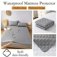 Housse de protection de matelas imperméable avec bande élastique, matelas doux et respirant pour lit gris/blanc/vert/bleu