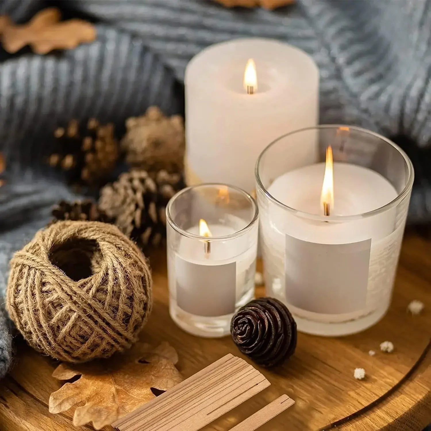 Bougie en cire de soja faite à la main, mèche en bois, bricolage, bougie d'aromathérapie, mèche à Induction unique, bougie en cire de paraffine, Guide d'artisanat