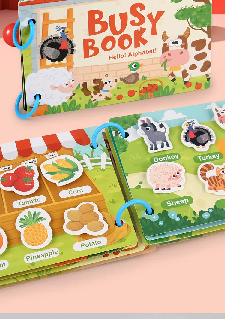Livre Montessori pour bébé, mon premier livre silencieux, jouet éducatif pour l'apprentissage précoce, jeu assorti pour bébés de 2 à 3 ans