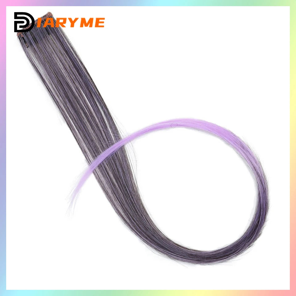 Colorful curly synthetic hair extensions for girls, long clip-in hairpiece, multicolored party strands, wig piece, for women and children