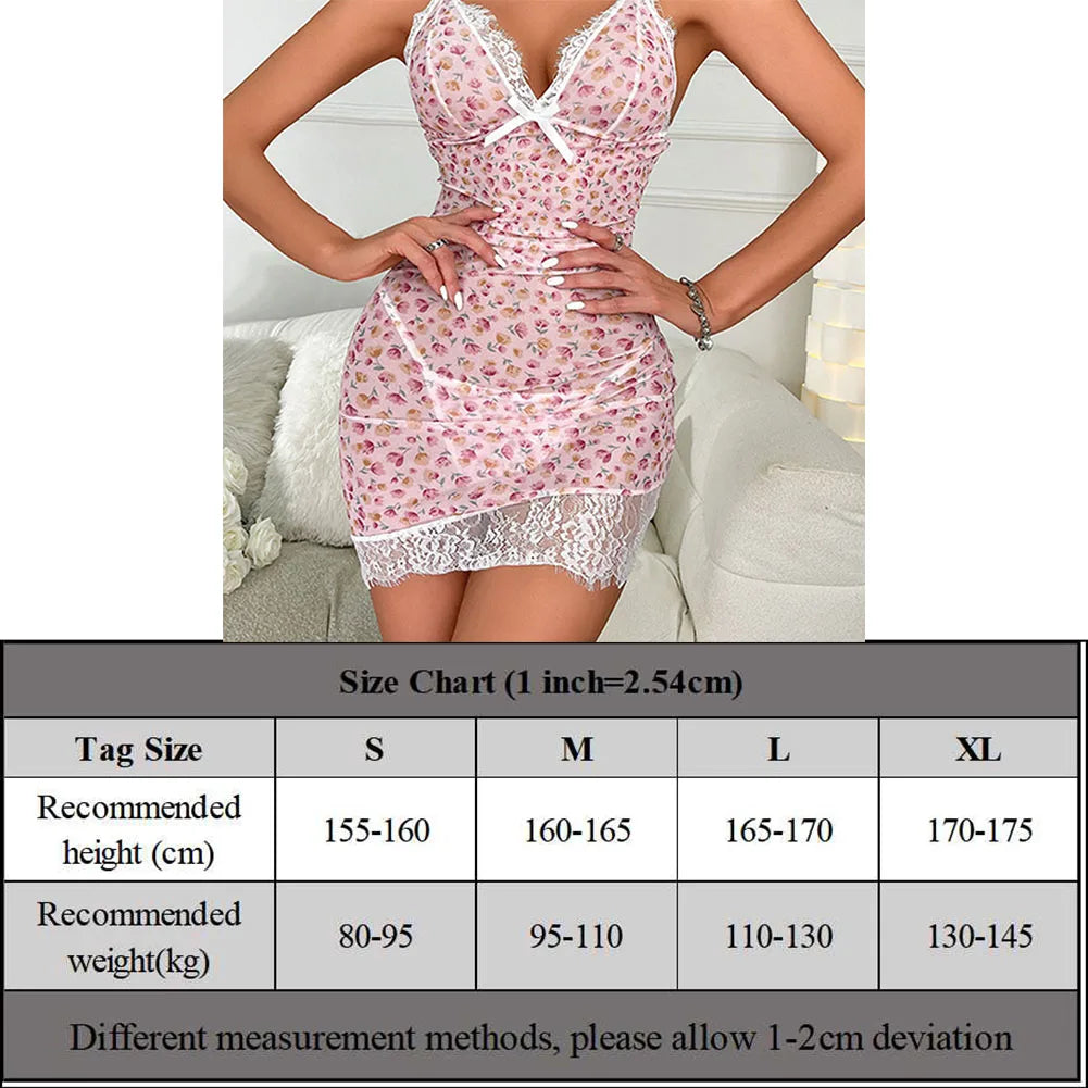 Robe en fibre de dentelle élastique à col en V pour femme, pyjama transparent, chemise de nuit confortable, sous-vêtement respirant, lingerie sexy