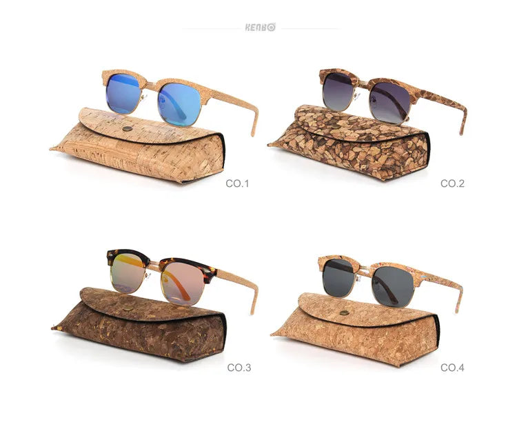 Kenbo haute qualité ronde bois bambou Grain lunettes de soleil polarisées avec étui mode femmes homme nuances lunettes de soleil en bois
