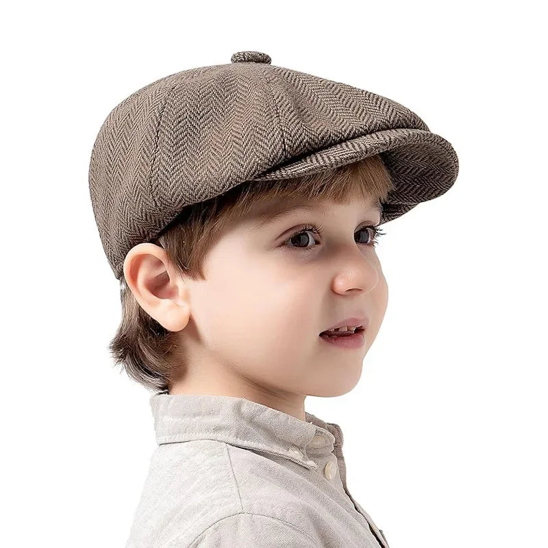 Casquette béret Vintage pour enfants, joli et élégant, chapeau de journal Ca rétro et Tweed pour enfants