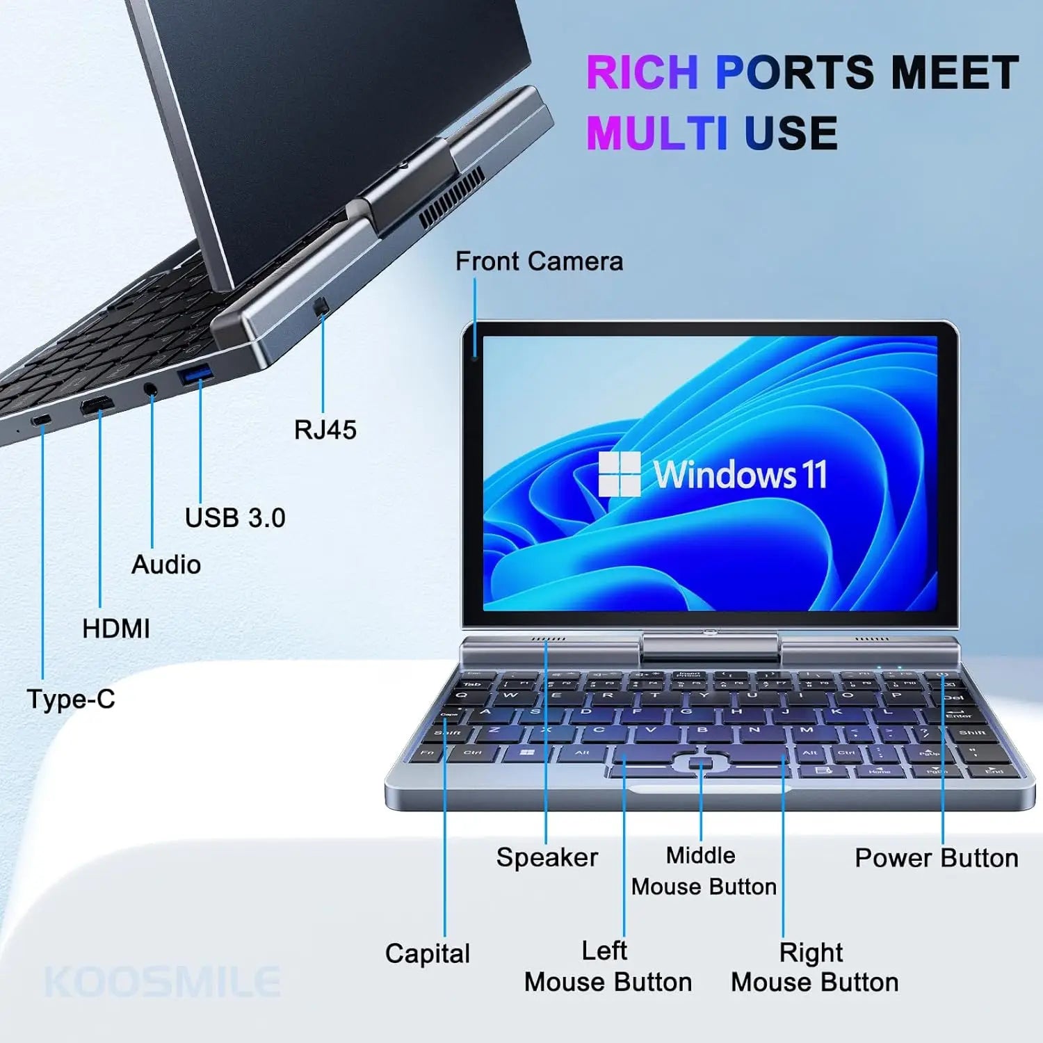 Mini ordinateur Portable windows 11 8 pouces écran tactile ordinateur Portable N150 12GB + 1 to IPS Netbook Win 11 Pro Mini PC Micro ordinateur