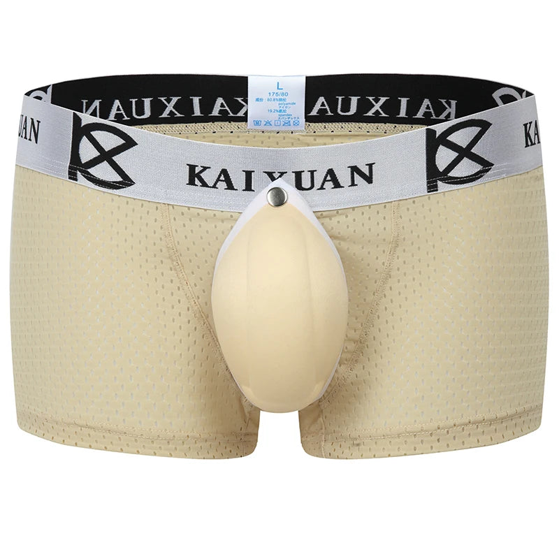 Men's underwear boxer shorts with removable front, jockstraps, and padded briefs.