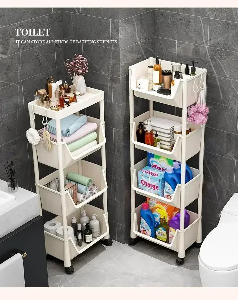 Bibliothèque à roulettes multicouche simple, armoire de rangement à fente étroite, coin de cuisine, petit meuble de rangement, T1