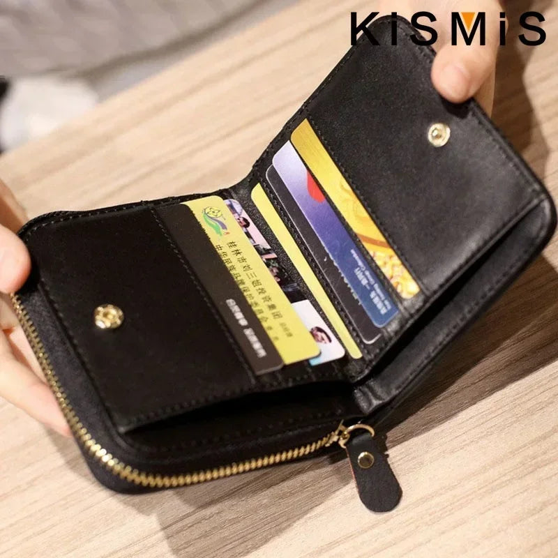 Portefeuille en cuir rose pour femme, porte-monnaie Kawaii mignon, sac à main de créateur de luxe pour femme, petit porte-monnaie