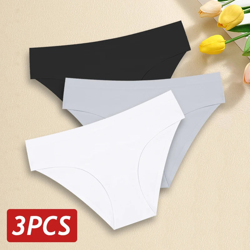 3 pièces/ensemble femmes culottes Sexy sans couture sans Trace sous-vêtements taille basse slips 9 couleurs unies respirant intimes Lingerie Ultra mince