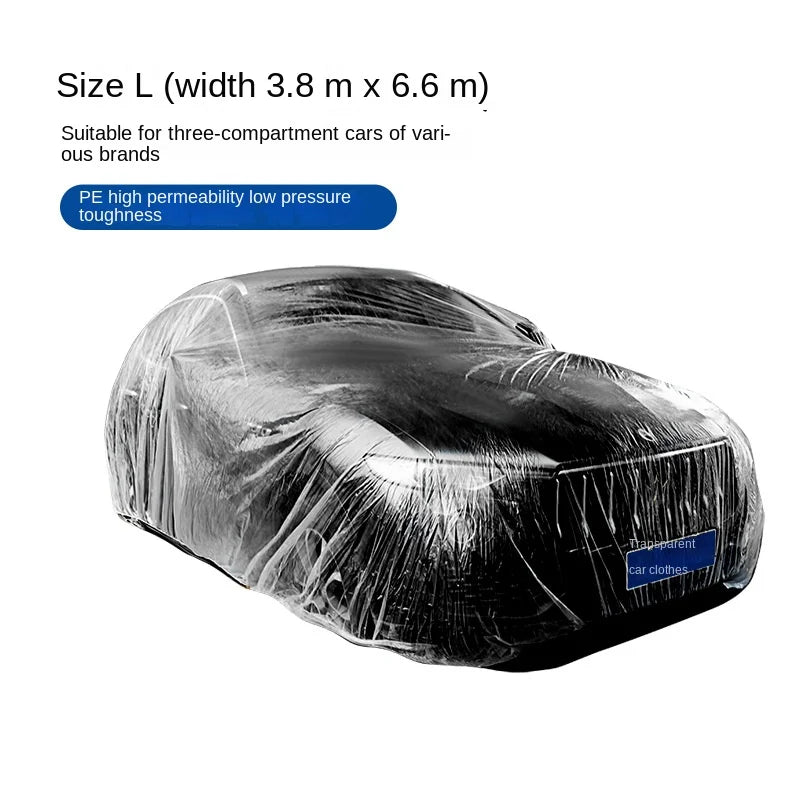 Housse de protection jetable pour vêtements de voiture, protection solaire GM, anti-pluie et anti-poussière, couverture complète simple en plastique transparent