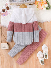 Two-piece outfit for girls aged 2 to 7 years, new autumn and winter style, comfortable and cute, assorted pink, white and gray, Pit Strip