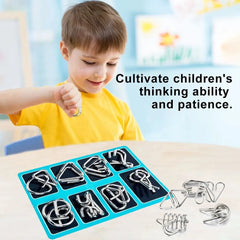 8 Pcs Baguenaudier Série Métal Jouets Éducatifs Intelligence Boucle Ensembles Déverrouiller Décompression Enfants Jouets