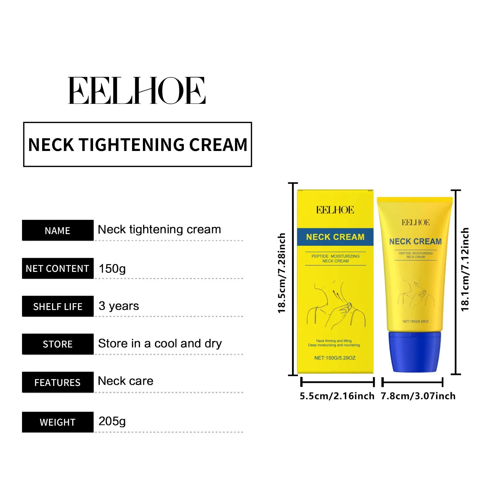 EELHOE crème raffermissante pour le cou Anti-rides élimination contre le vieillissement prévenir l'affaissement crème hydratante Lifting de la peau du cou et du décolleté
