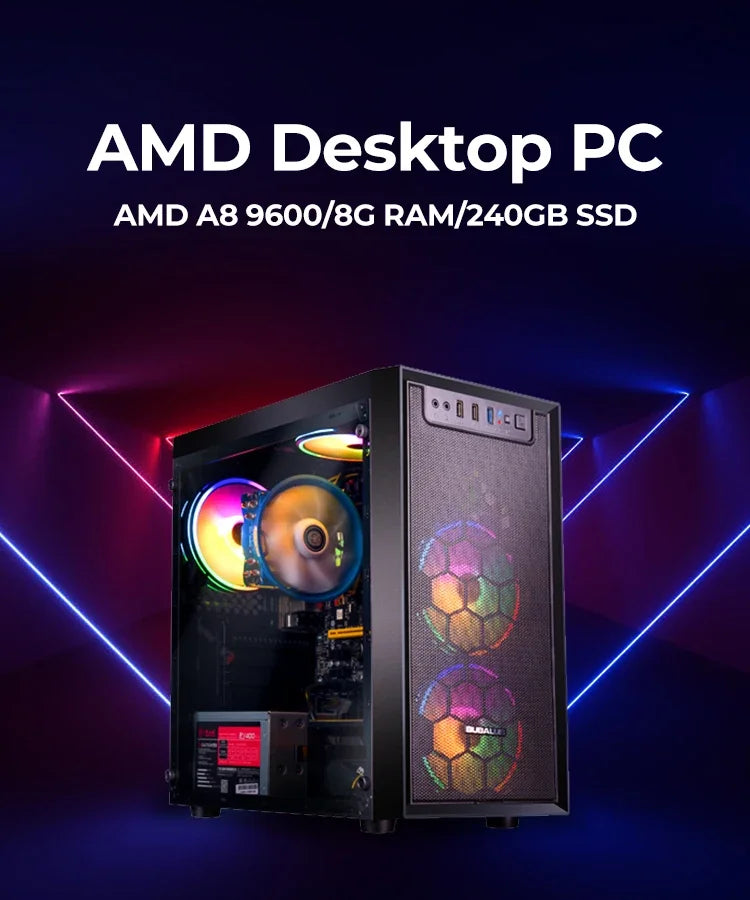 PC de jeu avec processeur A8-7680/512G SSD/16GB RAM 3200 mo DDR3/Windows 11 HD graphiques blanc pc gamer jeu mini pc