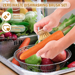 Brosse à vaisselle de cuisine en bambou naturel, outil de nettoyage de cuisine, tête de brosse respectueuse de l'environnement pour laver les casseroles et les cuisinières