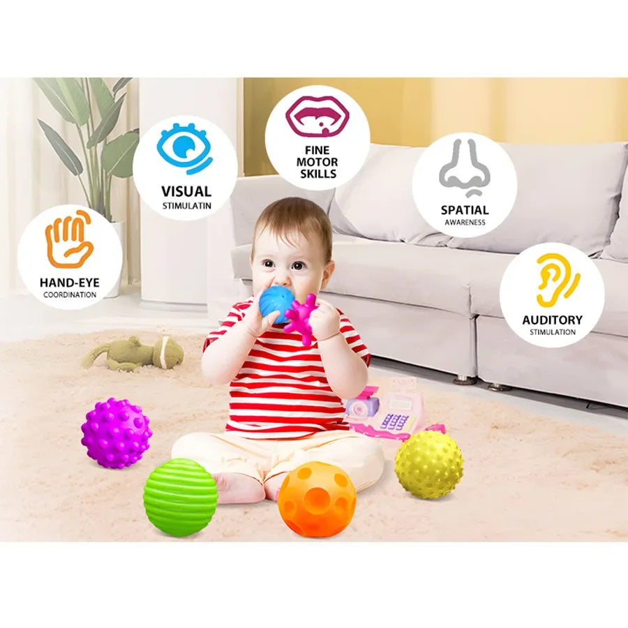 Boules texturées pour bébé, jeu sensoriel, activité de 6 à 12 mois, balle multi-doux, jouets de douche Montessori pour enfants, meilleur cadeau, 6 pièces